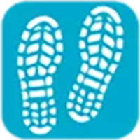 White boot footprints on a blue background
